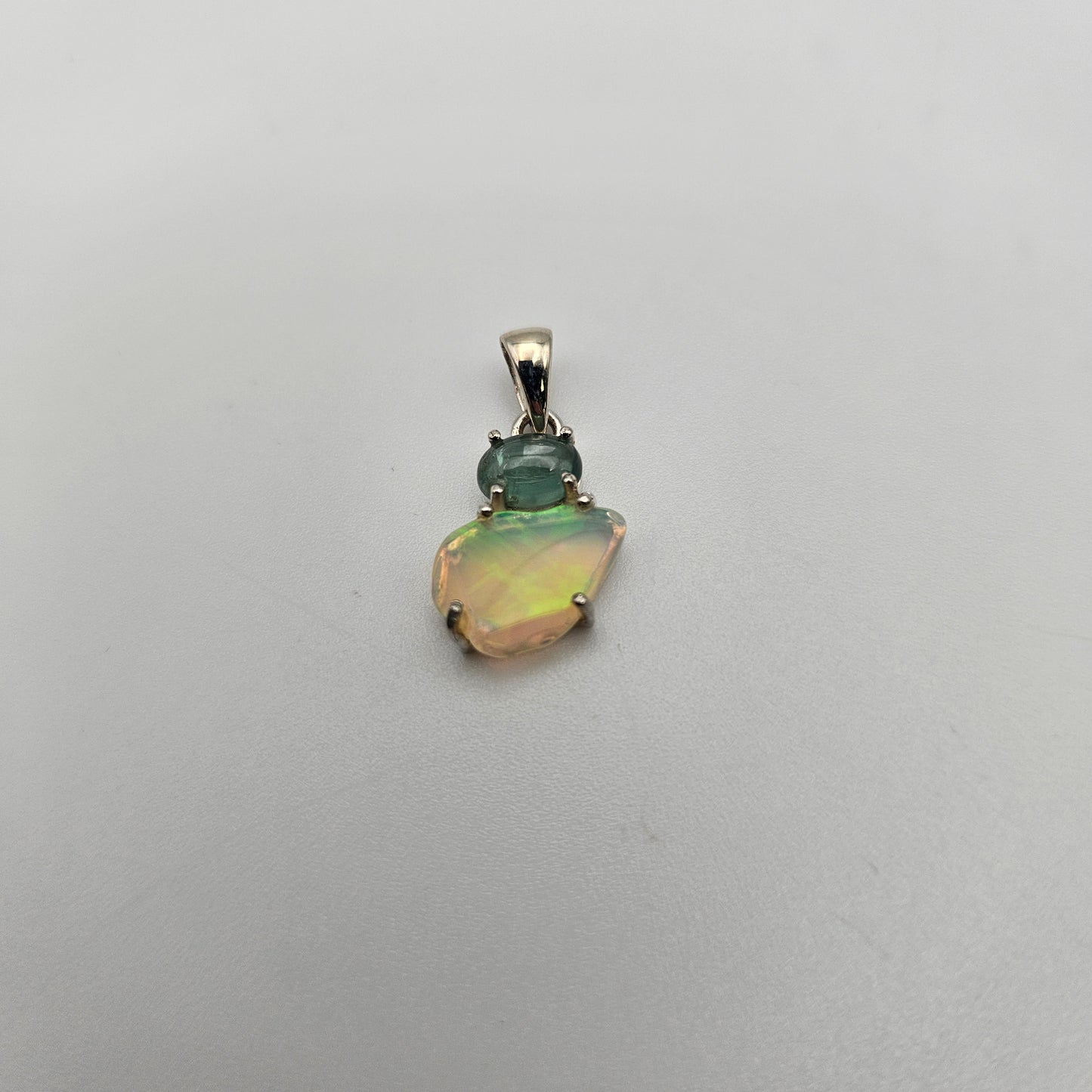 Sterling Silver 2 Stone Raw Pendant