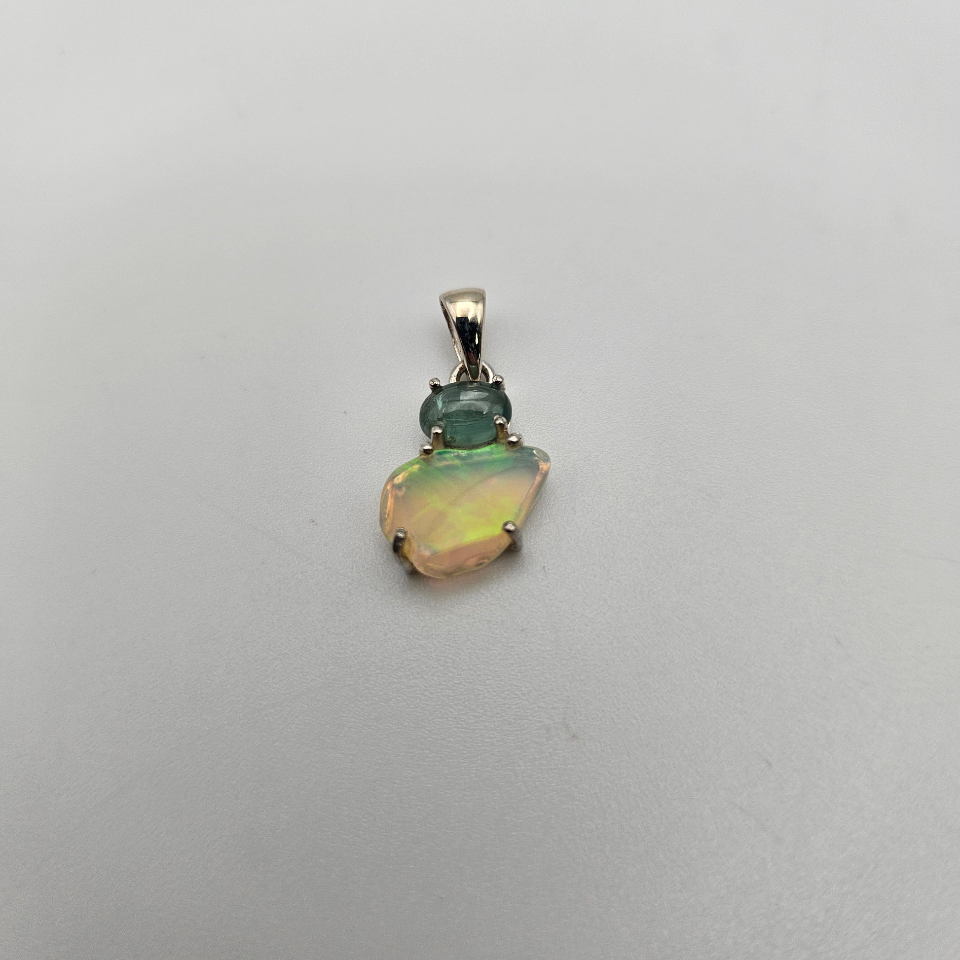 Sterling Silver 2 Stone Raw Pendant