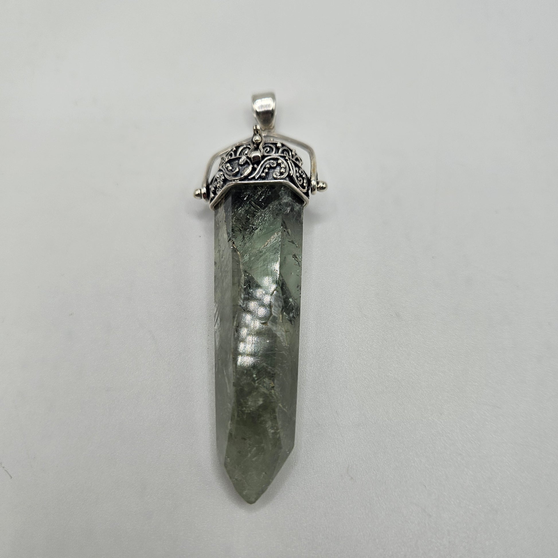 Sterling Silver Green Quartz Poison Pendant.