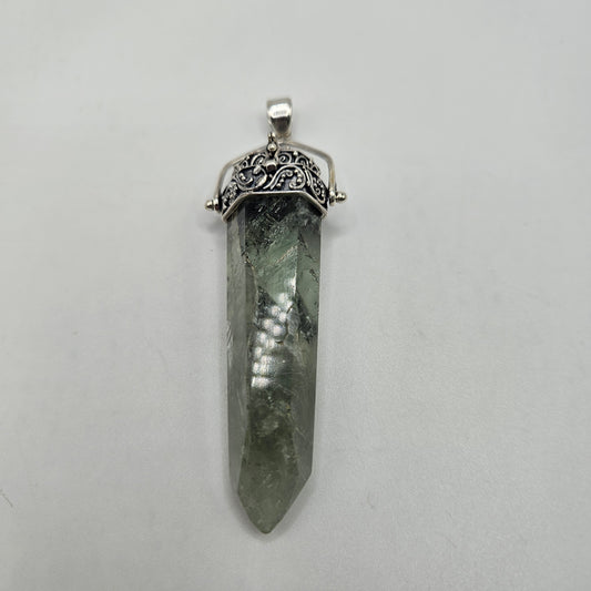 Sterling Silver Green Quartz Poison Pendant.