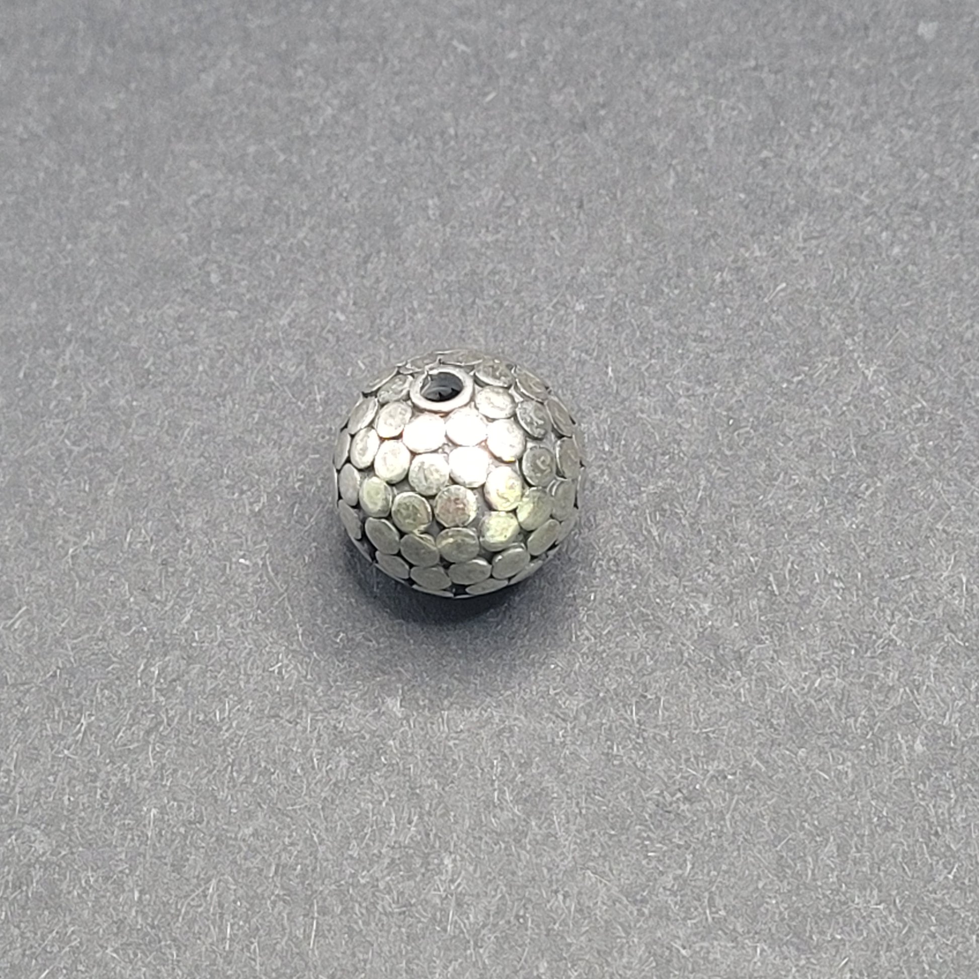 Sterling Silver Hammered Disc Round Focal Bead.