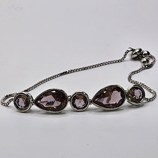 Sterling Silver Lab Grown Alexandrite Adjustable Bracelet.