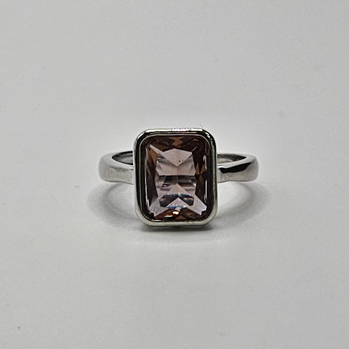 Sterling Silver Lab Grown Alexandrite Rectangle Ring.