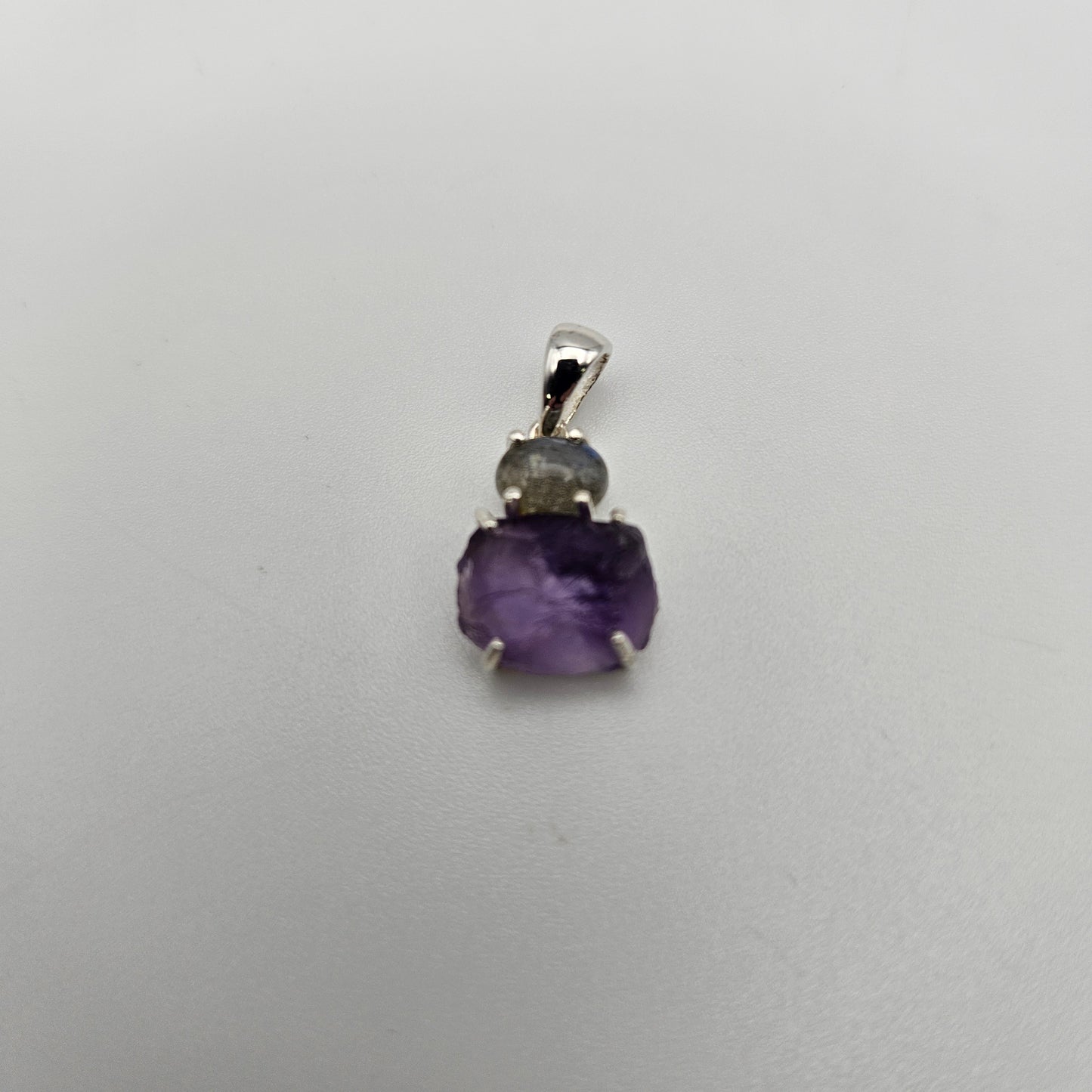 Sterling Silver 2 Stone Raw Pendant