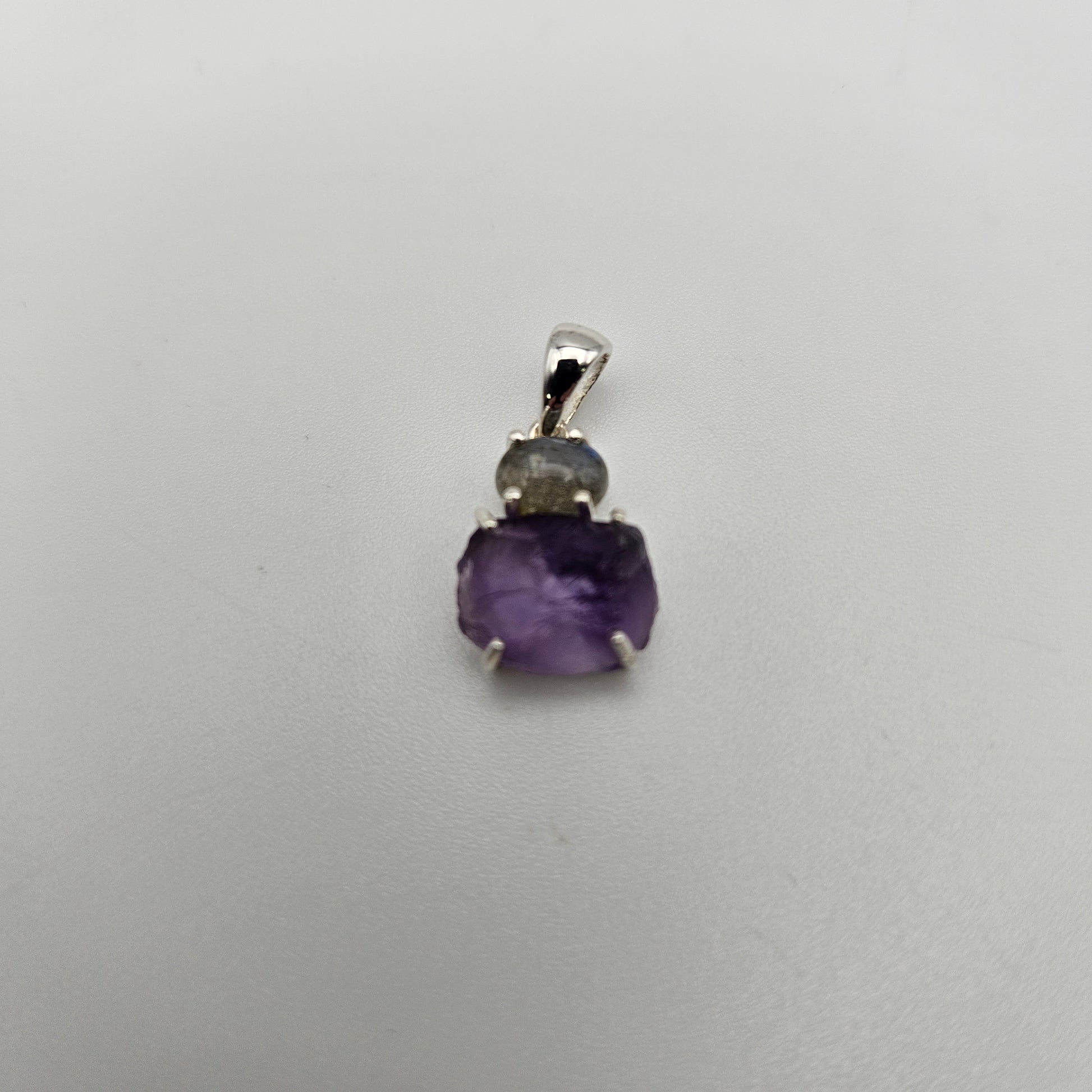 Sterling Silver 2 Stone Raw Pendant