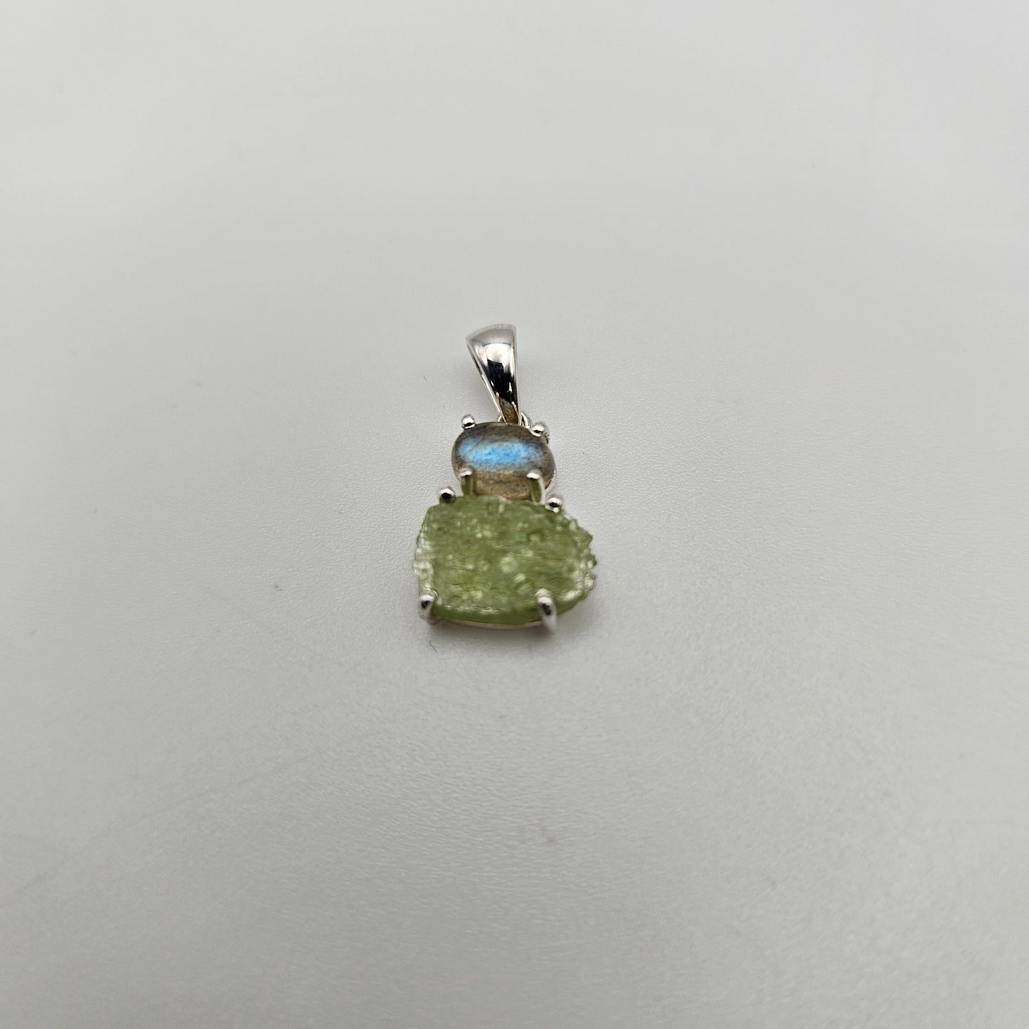 Sterling Silver 2 Stone Raw Pendant