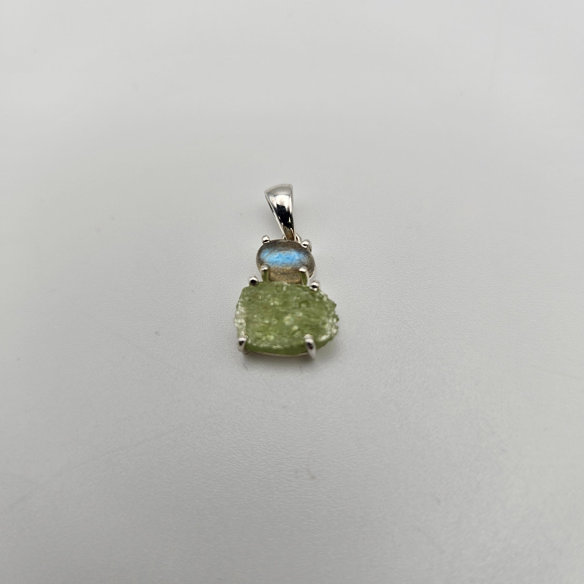 Sterling Silver 2 Stone Raw Pendant