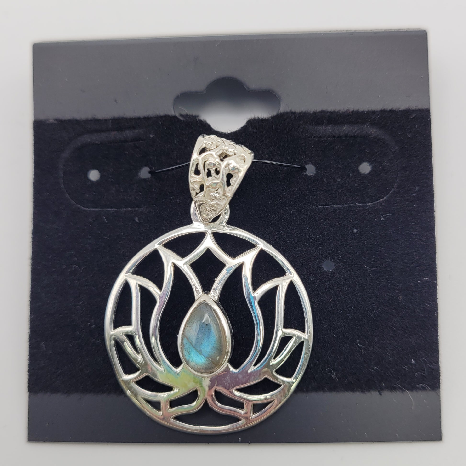 Sterling Silver Labradorite Lotus Pendant.