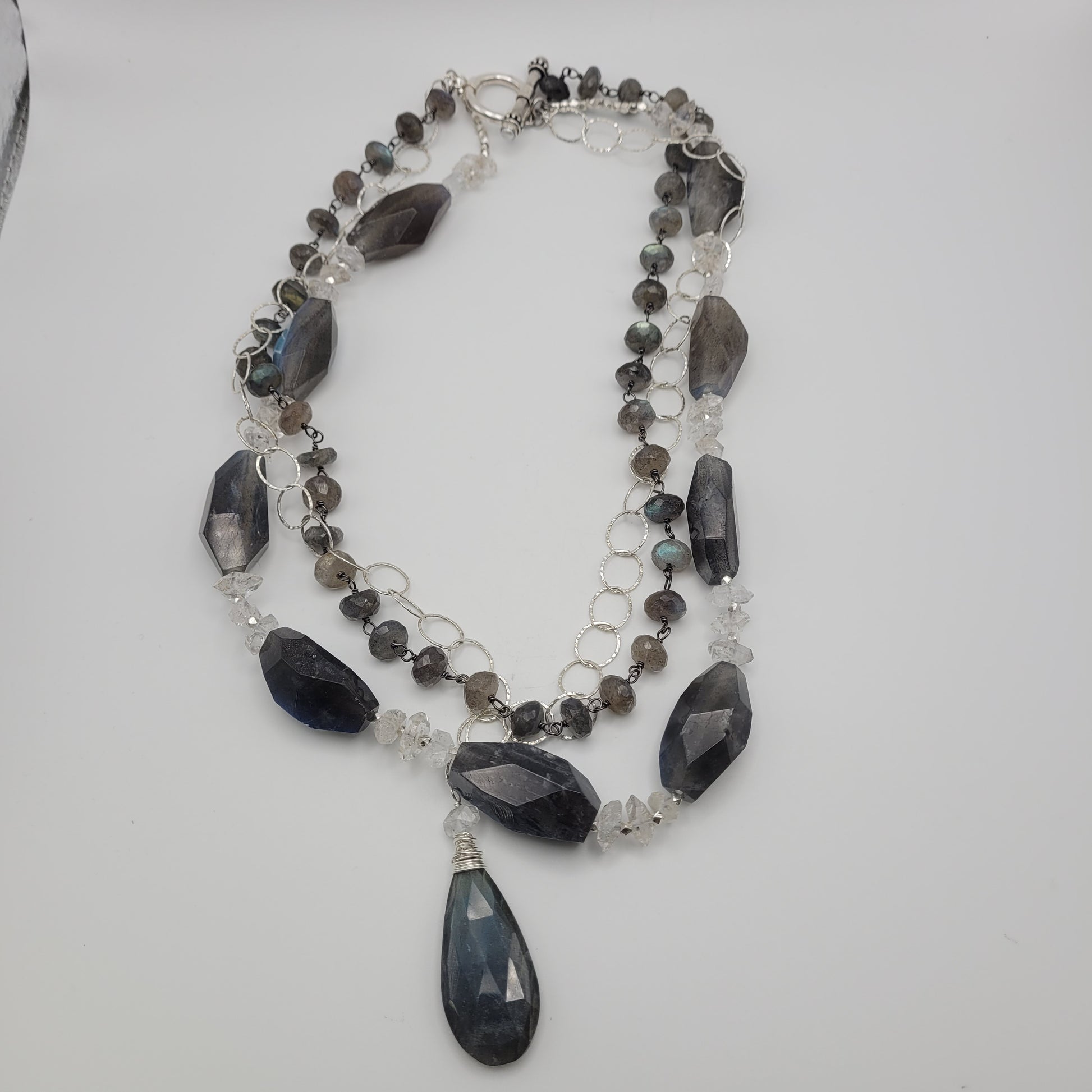 Sterling Silver Labradorite and Herkimer Necklace.