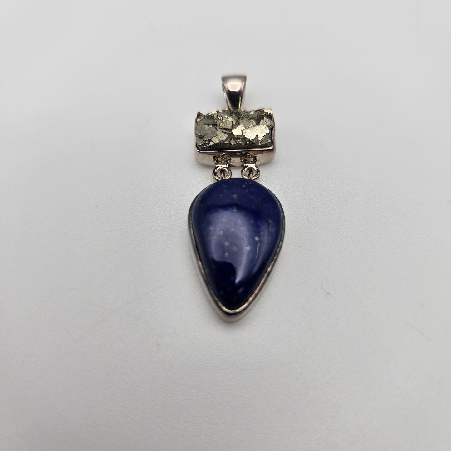Sterling Silver Lapis Lazuli Pyrite 2 Stone Combo Pendant