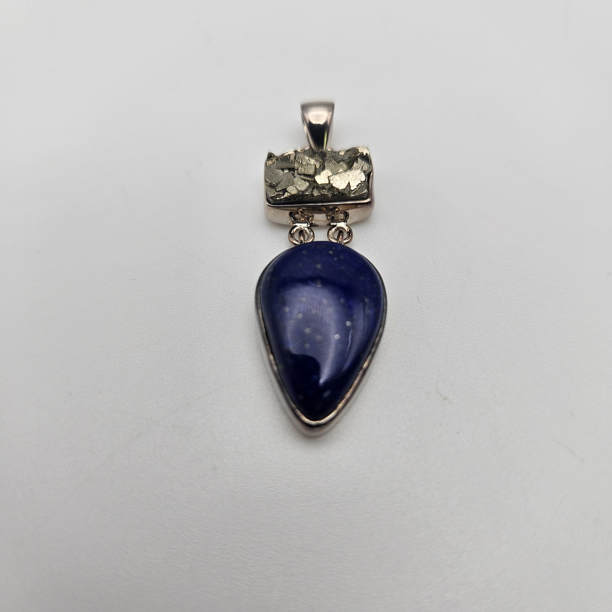 Sterling Silver Lapis Lazuli Pyrite 2 Stone Combo Pendant