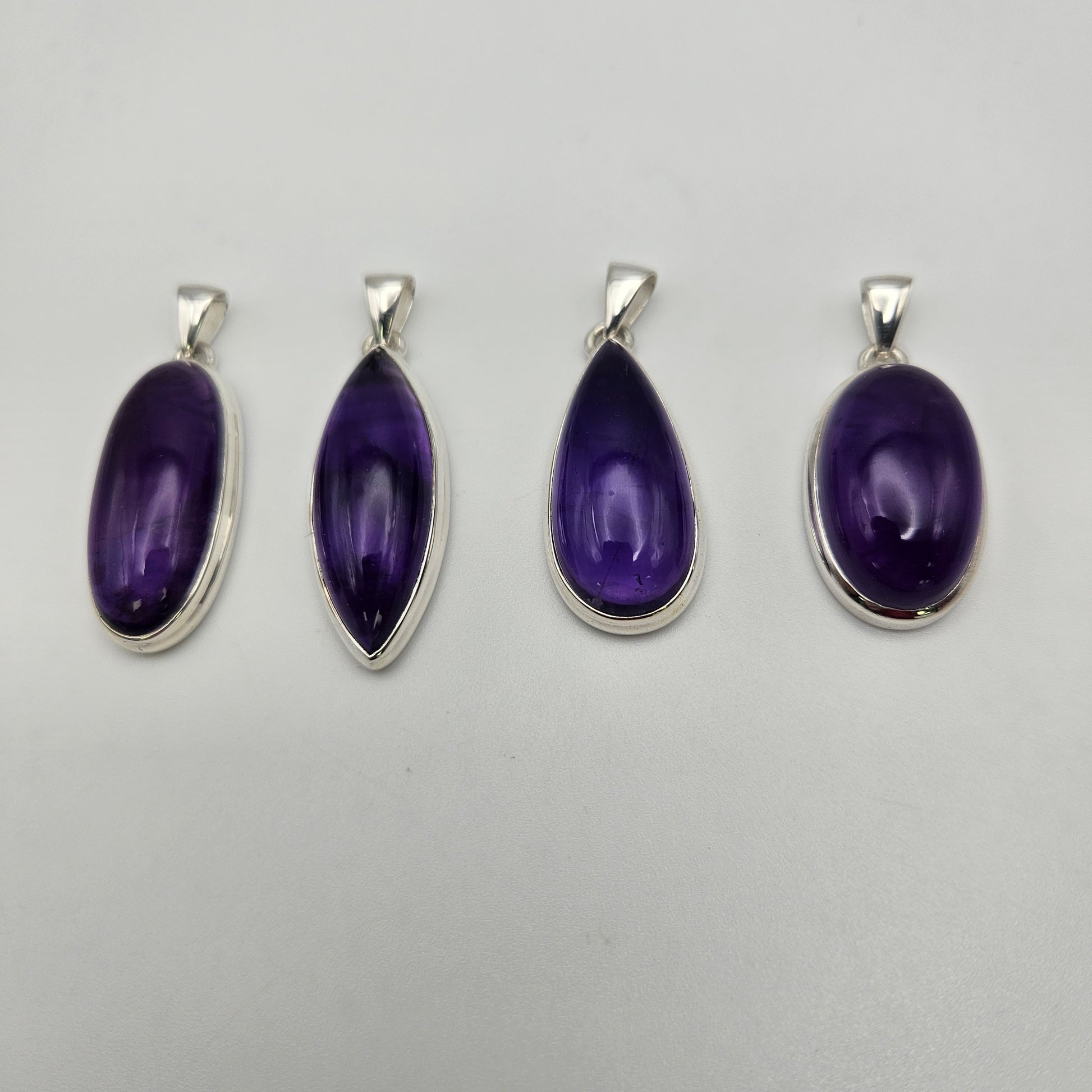 Sterling Silver Large Amethyst Bezel Pendant.