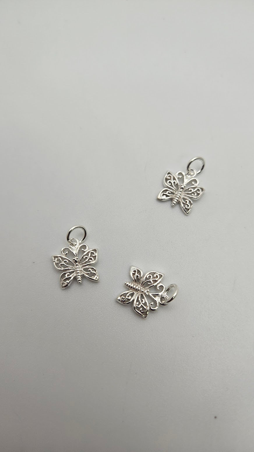 Sterling Silver Large Butterfly Charm Single.