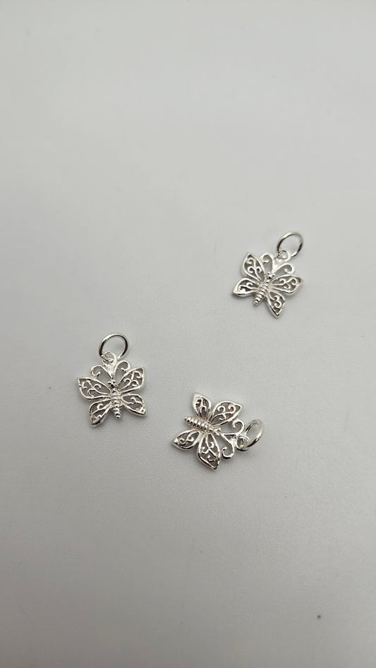 Sterling Silver Large Butterfly Charm Single.