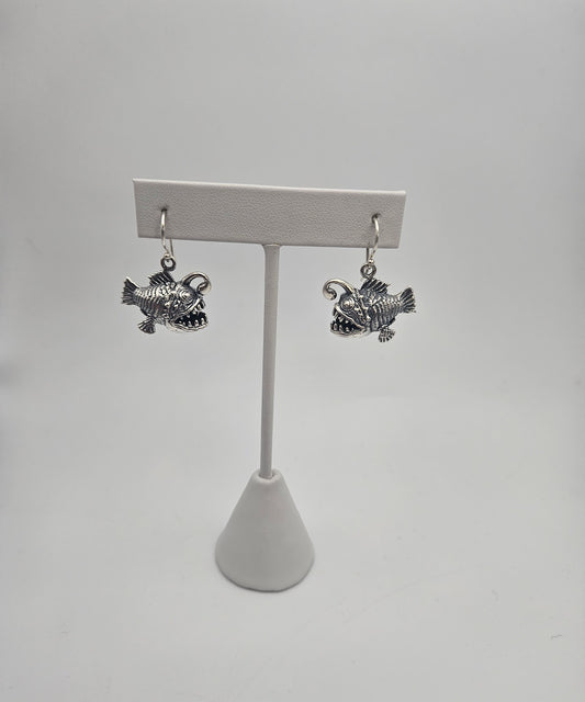 Sterling Silver Light Blub Fish Earrings.