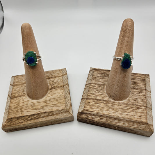 Sterling Silver Malachite Azurite Stalactite Ring Size 6.