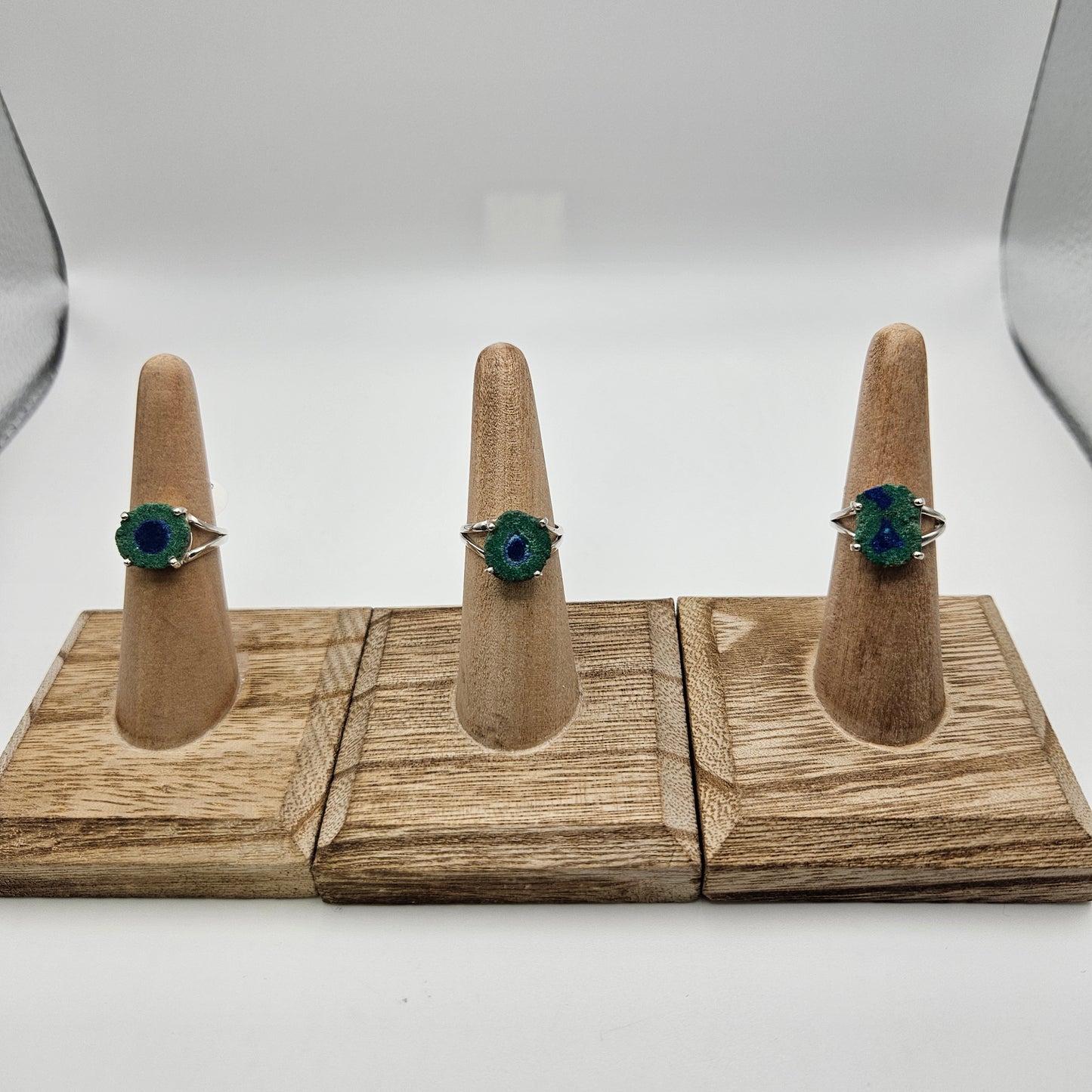 Sterling Silver Malachite Azurite Stalactite Ring Size 7.