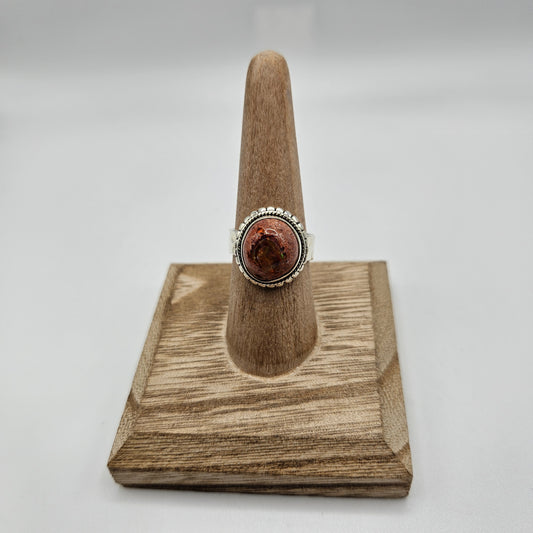 Sterling Silver Mexican Fire Opal Ring Size 8.