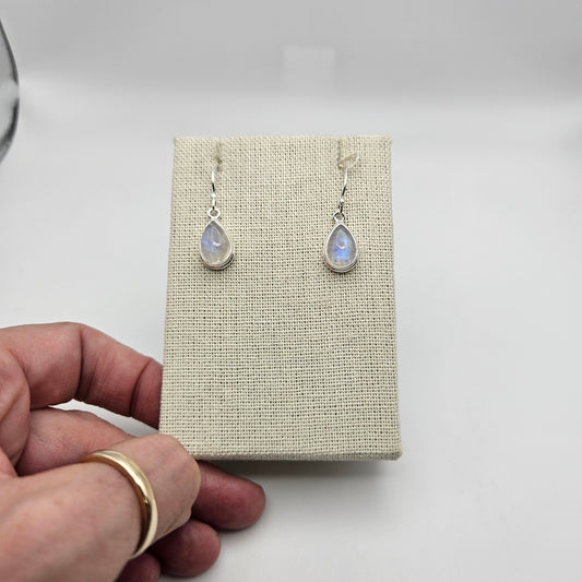 Sterling Silver Moonstone Bezel Earrings.