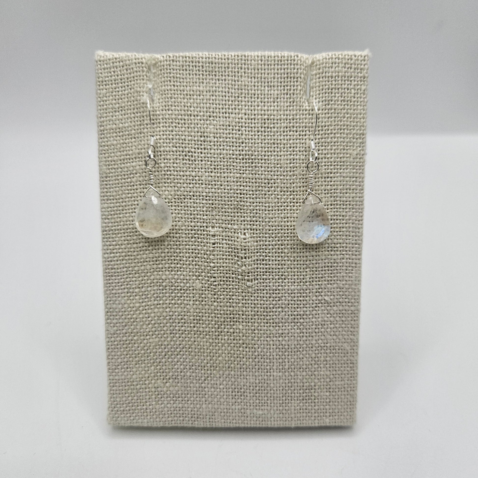 Sterling Silver Moonstone Drop Earrings.
