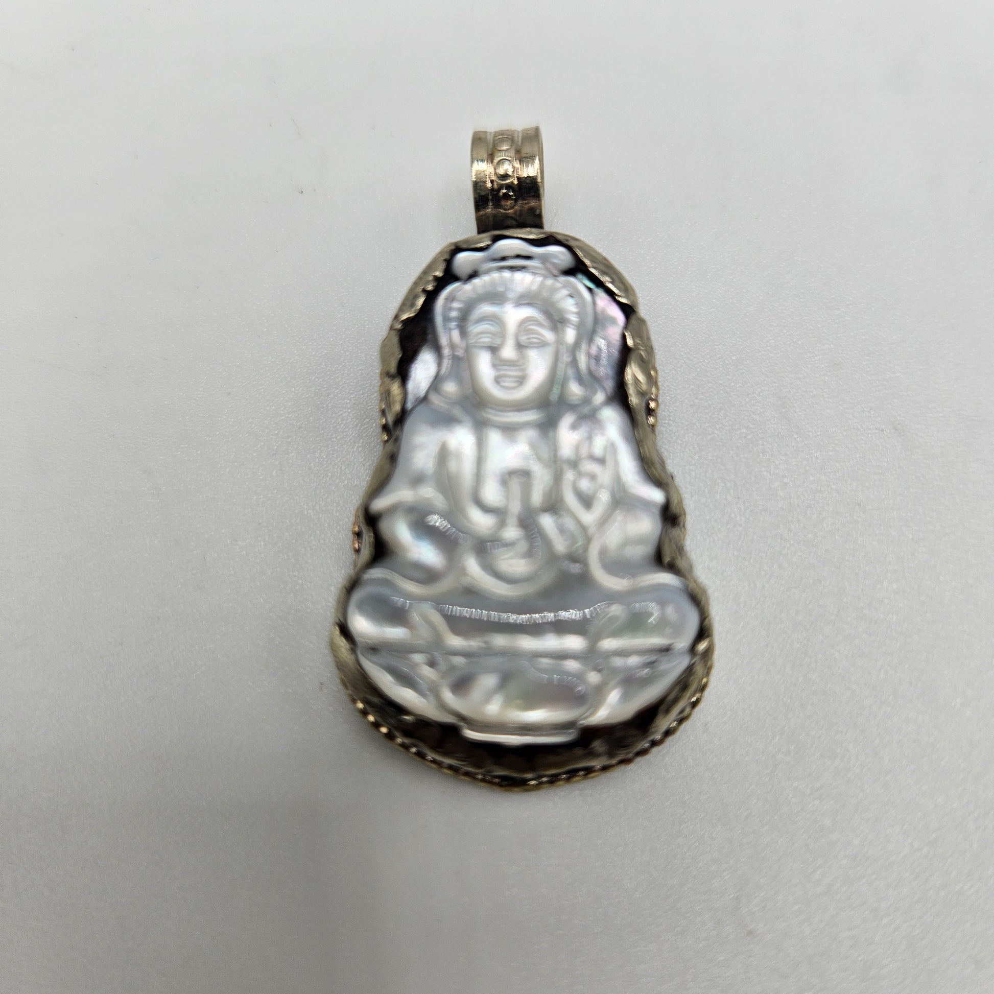 Sterling Silver Mother of Pearl Buddha Pendant.