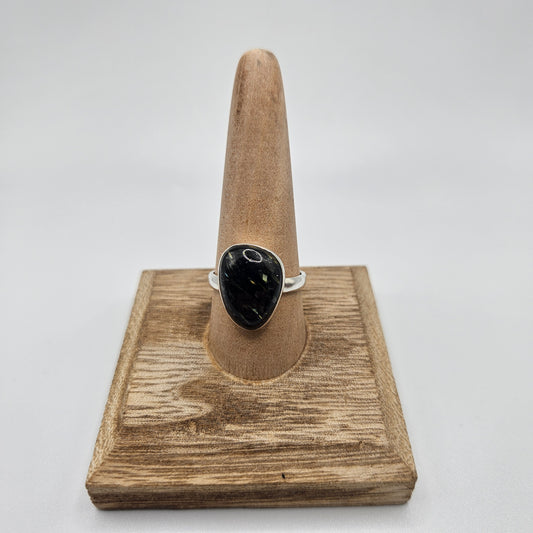 Sterling Silver Nuummite Bezel Ring Size 11.