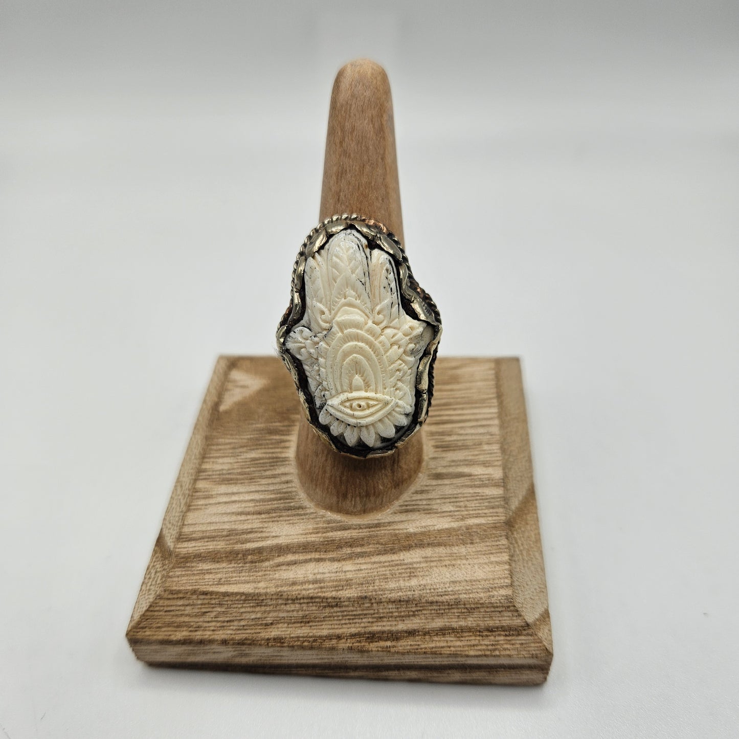 Sterling-Silver-Ox-Bone-Small-Hamsa-Ring-Adjustable.