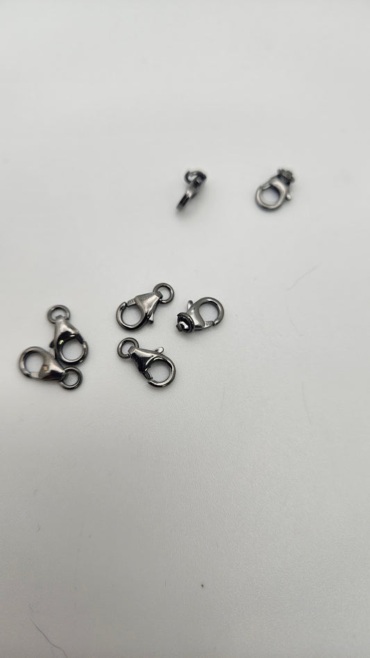 Sterling Silver Oxidized 10mm Lobster Clasp Single.