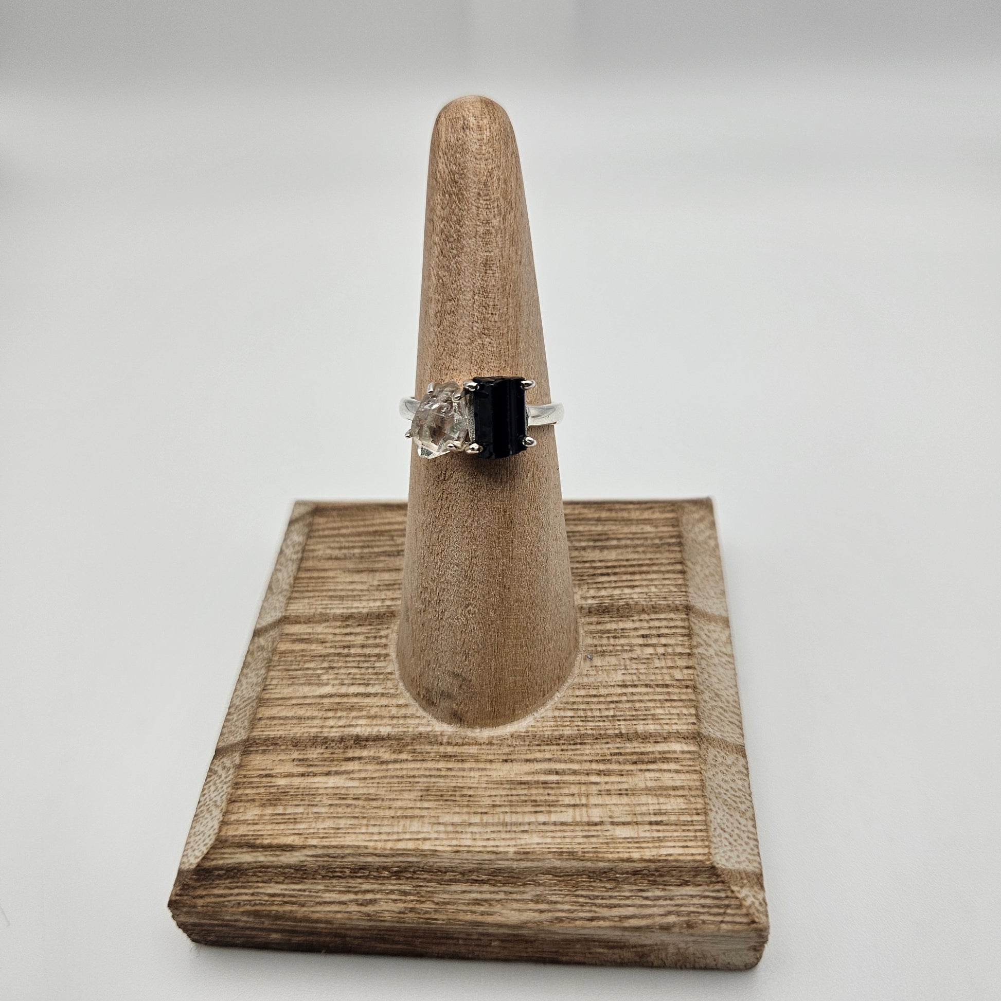Sterling Silver Pakimer Diamond and Black Tourmaline Ring.
