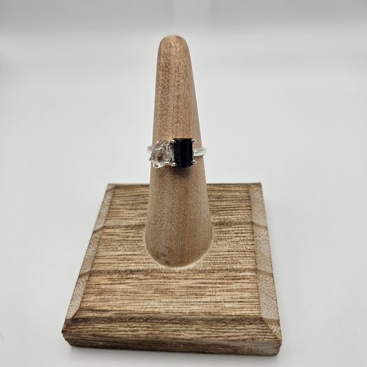 Sterling Silver Pakimer Diamond and Black Tourmaline Ring.