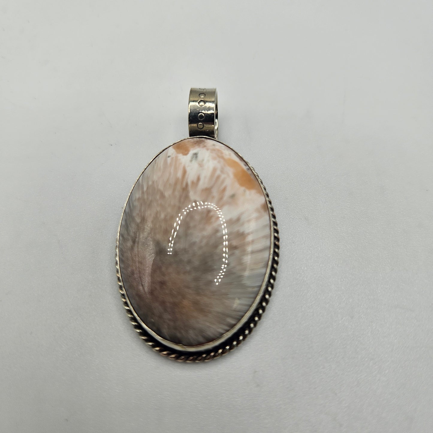 Sterling Silver Peach Moonstone Oval Pendant.