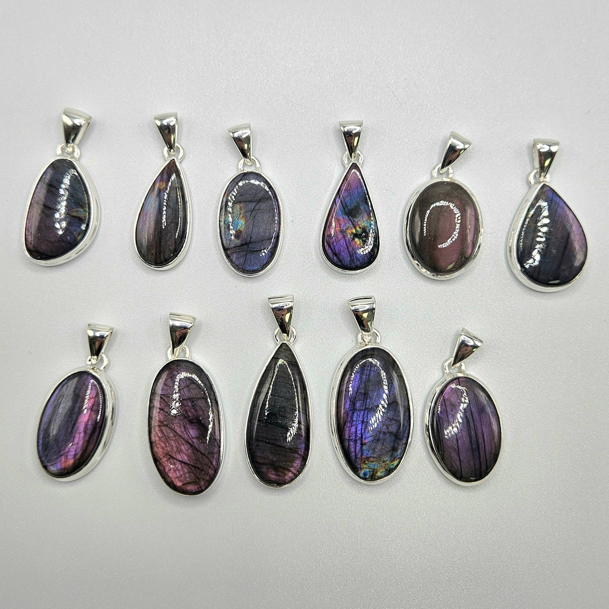 Sterling Silver Purple Fire Labradorite Pendant.