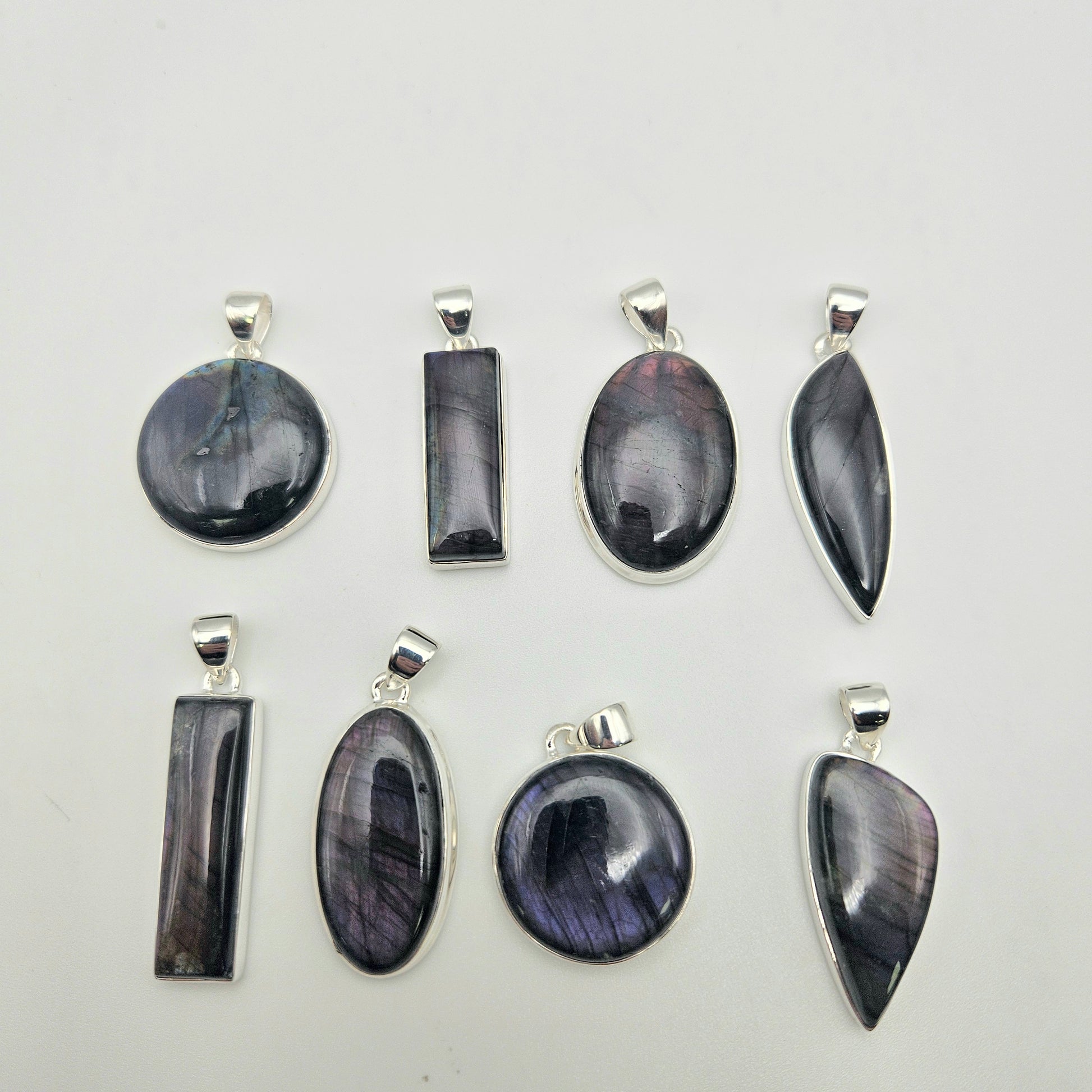 Sterling Silver Purple Labradorite Bezel Pendant.