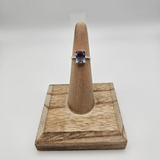 Sterling Silver Rainbow Fluorite Ring Size 5.