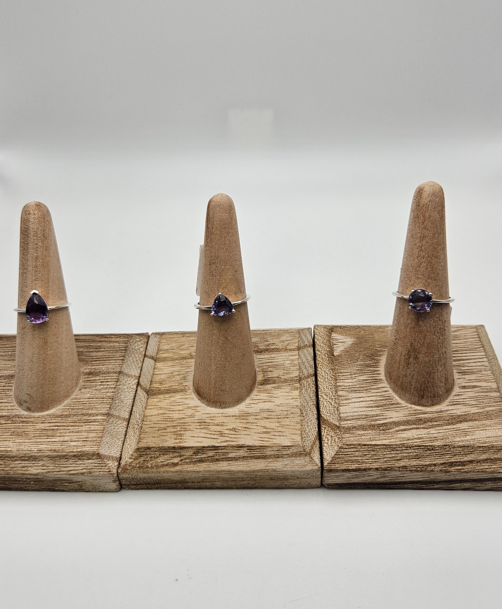 Sterling Silver Rainbow Fluorite Ring Size 7.