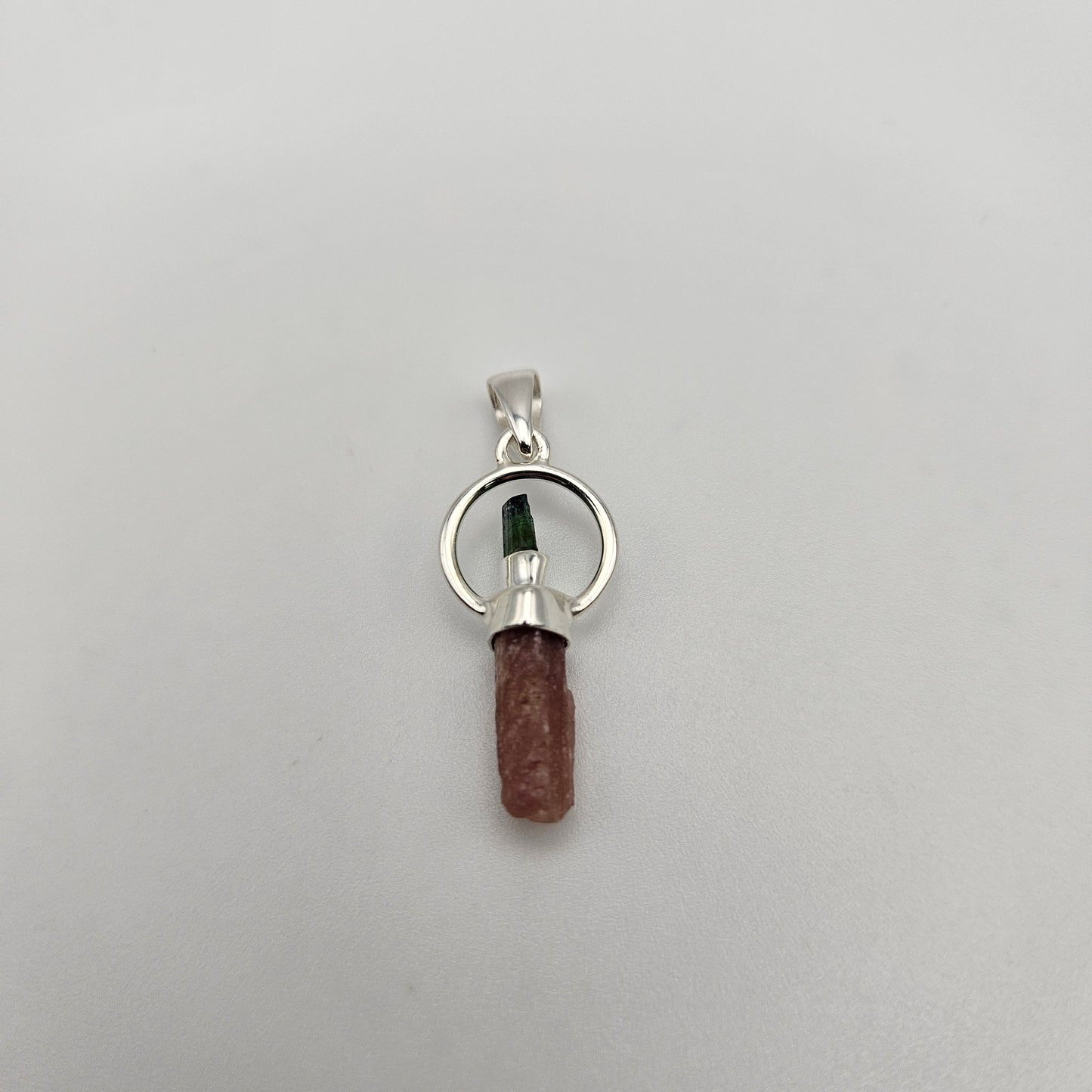 Sterling Silver Round Rough 2 Stone Pendant