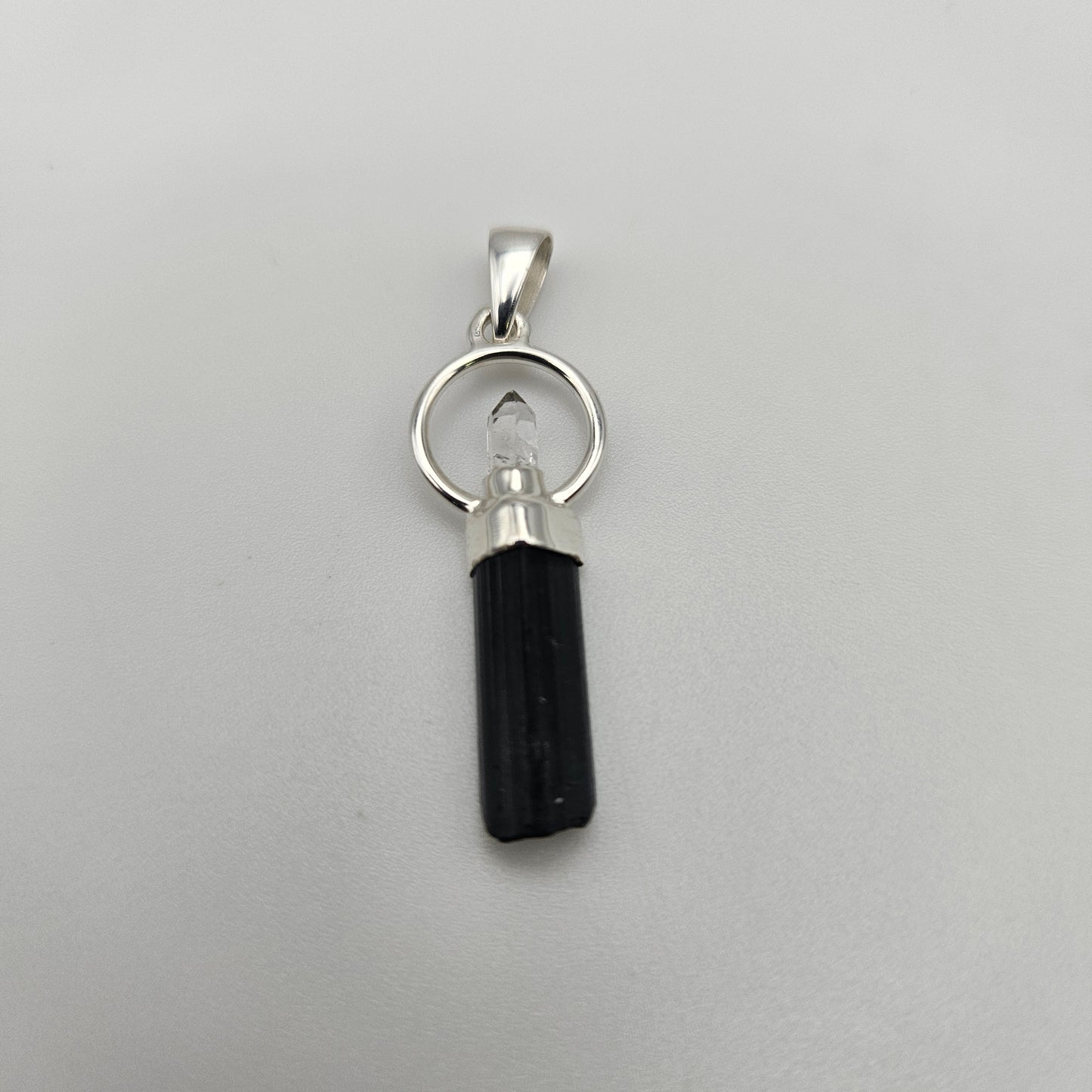 Sterling Silver Round Rough 2 Stone Pendant