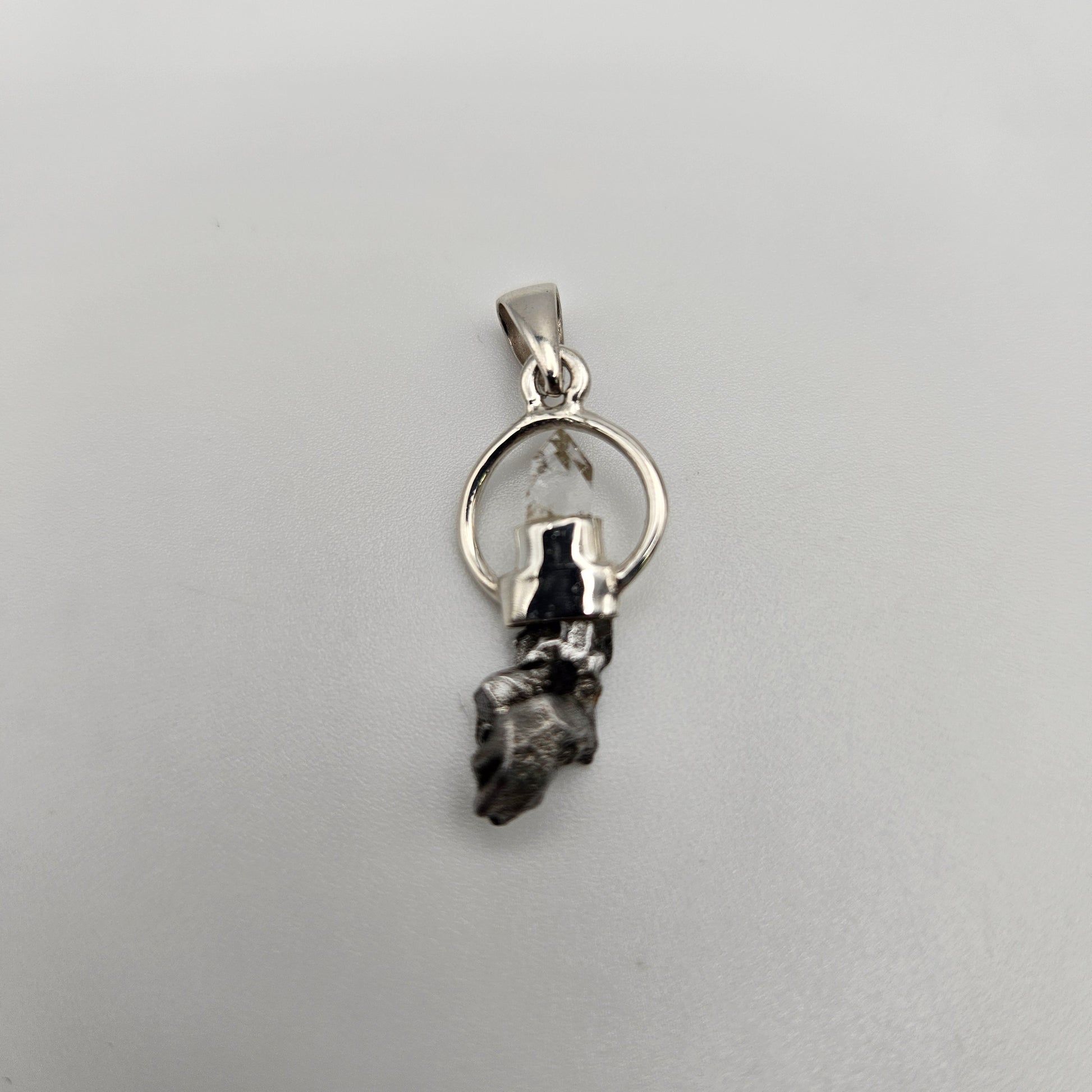 Sterling Silver Round Rough 2 Stone Pendant