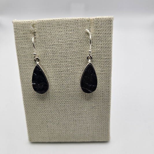 Sterling Silver Shungite Bezel Earrings.