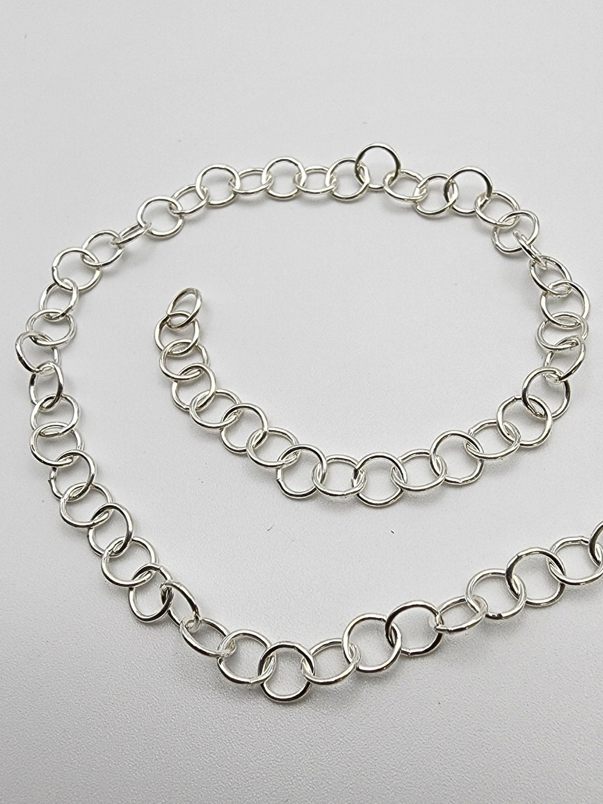 Sterling Silver Smooth Round Link Chain 5mm Sold Per Foot.