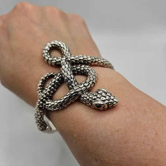 Sterling Silver Snake Cuff Bracelet.