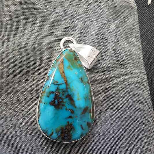 Sterling Silver Teardrop Turquoise Pendant.