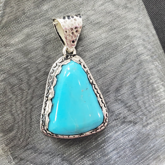 Sterling Silver Triangle Turquoise Pendant. 