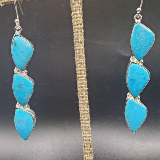 Sterling Silver Turquoise Drop Earrings.