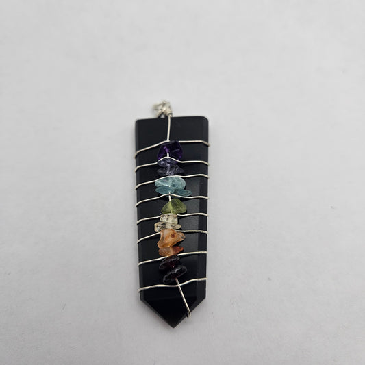 Sterling Silver Wire Wrapped Chakra Gemstone Pendant.