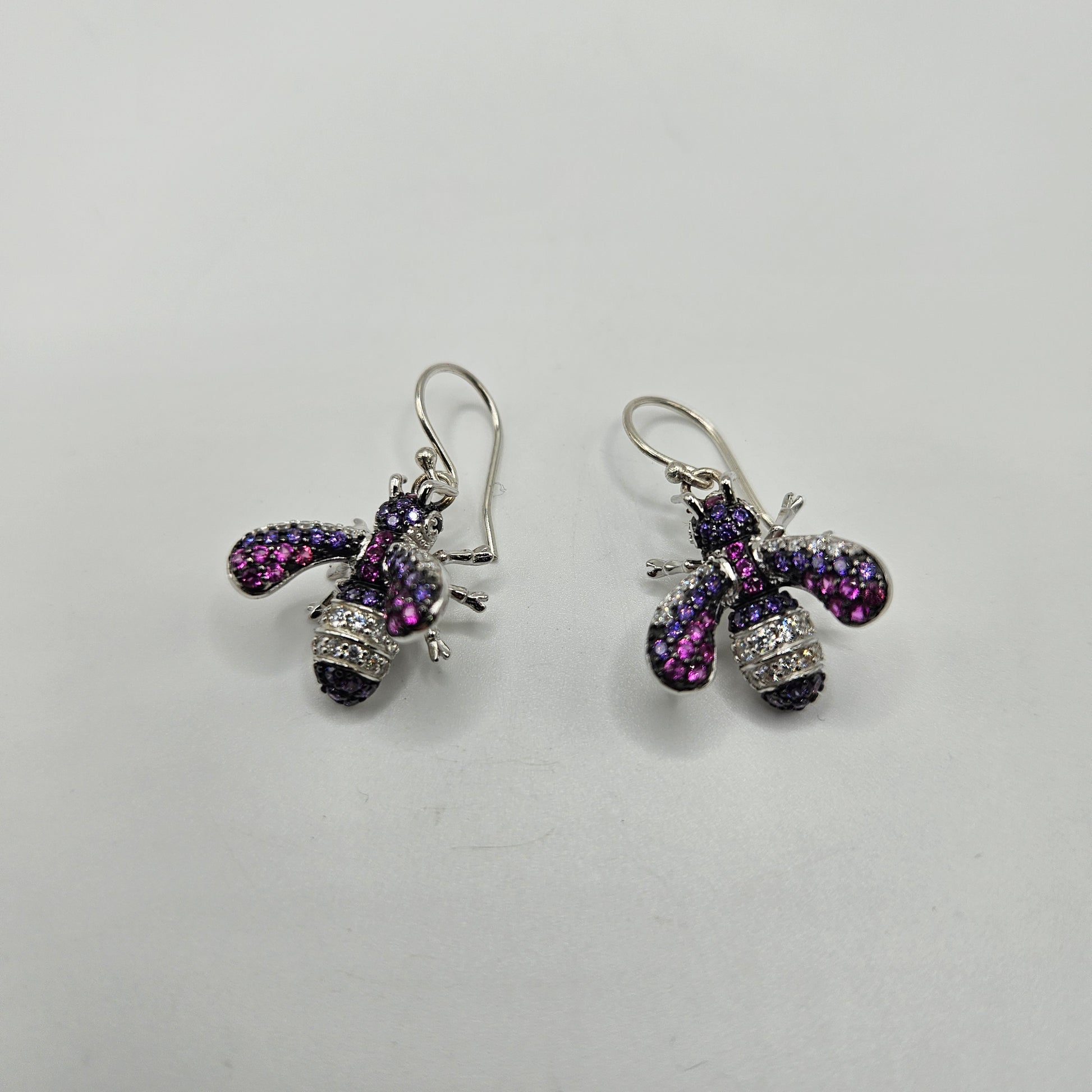 Sterling Silver Bumblebee Rhinestone Earrings.