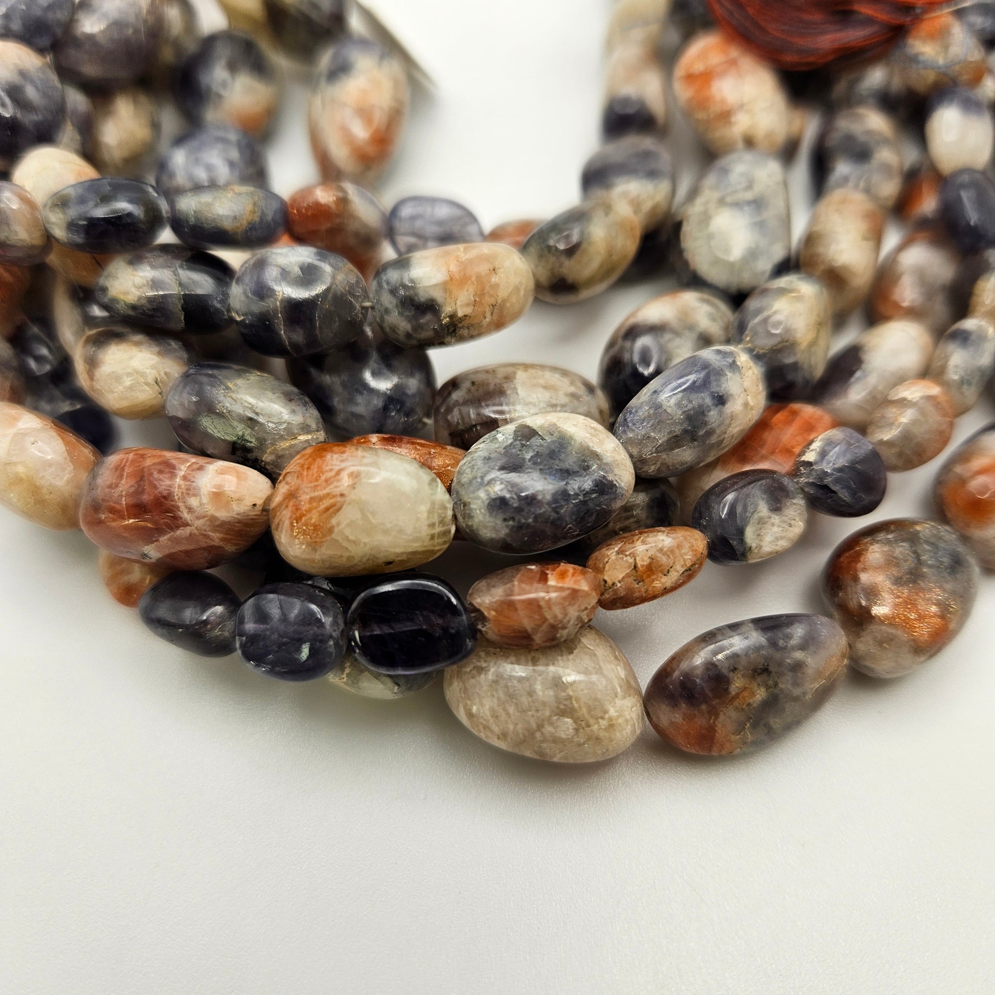 Sunstone with Iolite Chunk Bead Strand.