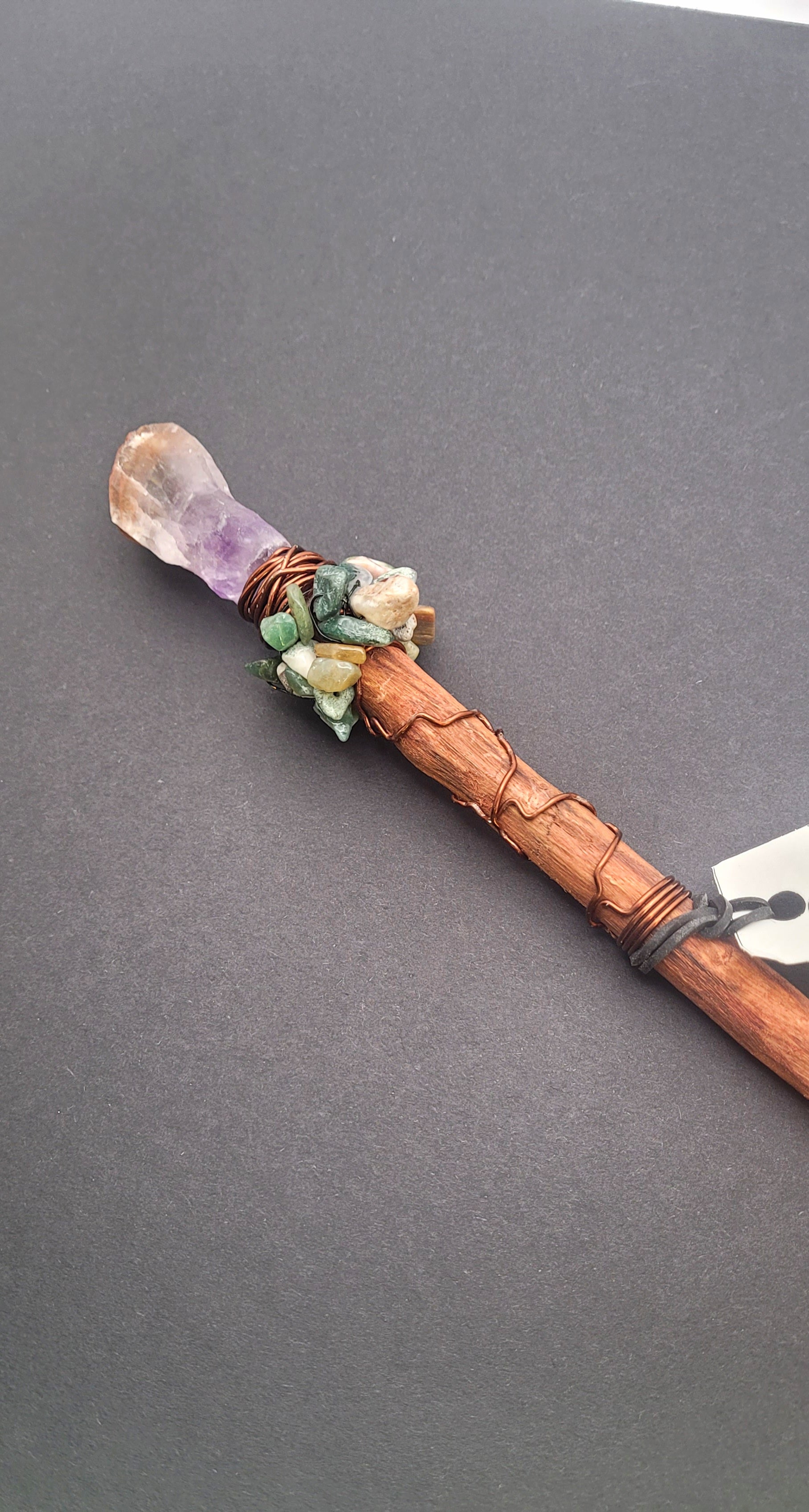 Handmade Super 7 Amethyst and Moss Agate Wand