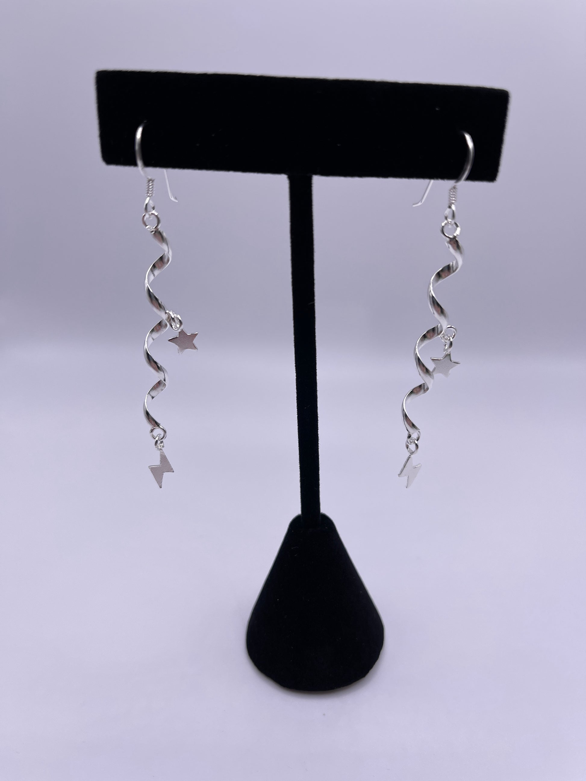 Swirl Star Lighting Bolt Earrings.