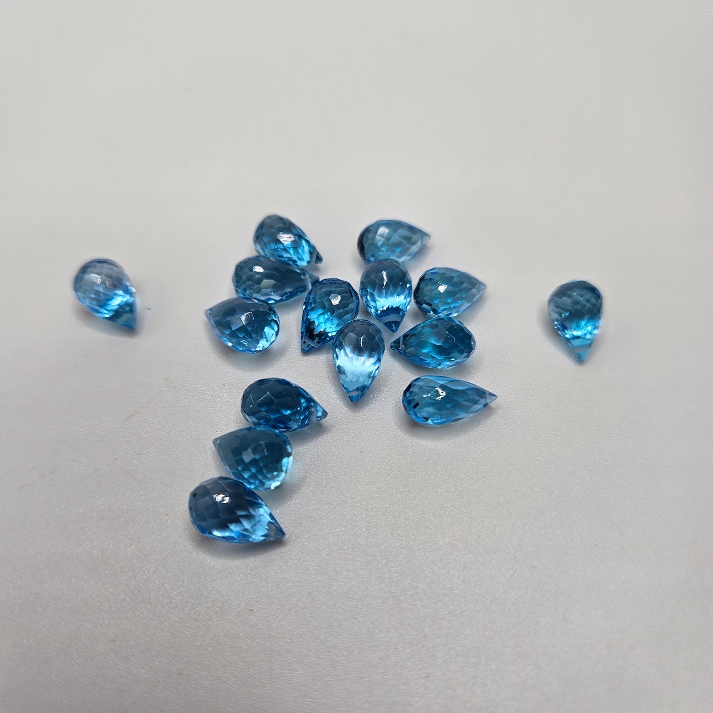 Swiss Blue Topaz Faceted Drop Single.